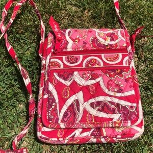 Vera Bradley Crossbody Hipster Bag Retired Print Rosy Posies Purse Cotton Pink